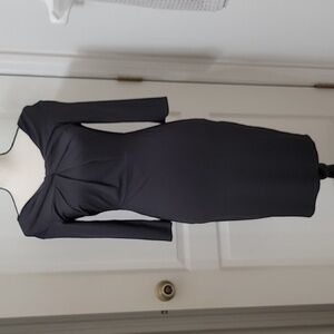 Ro & De Size S Charcoal Gray Midi Dress w/ Twist Detail Excellent Used Condition